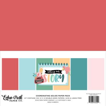 Echo Park - Cardstock "Telling Our Story" Coordinating Solids Paper 12x12 Inch - 6 Bogen 