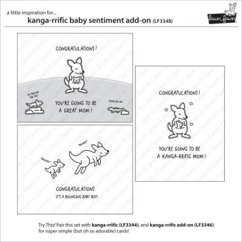 Lawn Fawn - Stempelset "Kanga-rrific Baby Sentiment" Clear Stamp Add-On