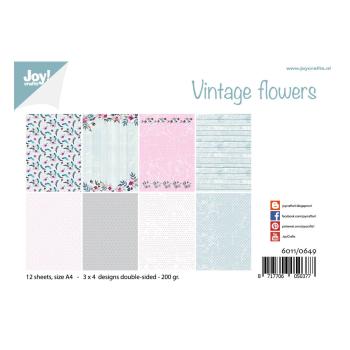 Joy!Crafts - Designpapier "Vintage Blumen" Paper Pack A4 - 12 Bogen