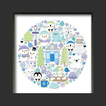 Doodlebug Design - Kit für Schattenbox "Snow Much Fun" Shadow Box Kit