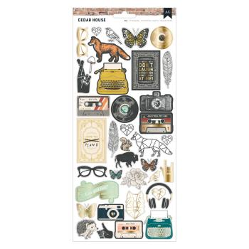 American Crafts - Aufkleber "Cedar House" Icons Gold Foil Sticker