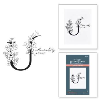 Spellbinders - Buchdrucktechnik "Every Occasion Floral U and Sentiment" Press Plate