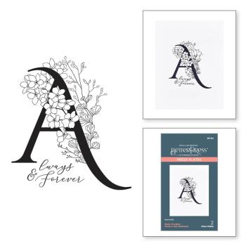 Spellbinders - Buchdrucktechnik "Every Occasion Floral A and Sentiment" Press Plate