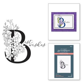 Spellbinders - Buchdrucktechnik "Every Occasion Floral B and Sentiment" Press Plate