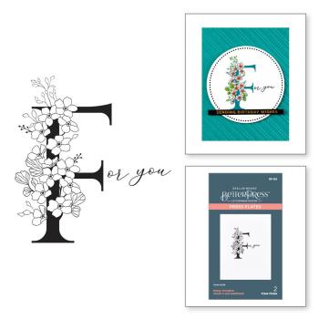 Spellbinders - Buchdrucktechnik "Every Occasion Floral F and Sentiment" Press Plate