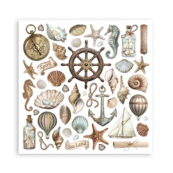 Stamperia - Designpapier "Sea Land" Paper Pack 8x8 Inch - 10 Bogen