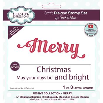 Creative Expressions - Stempelset & Stanzschablone "Festive Collection Merry" Clear Stamps & Craft Dies