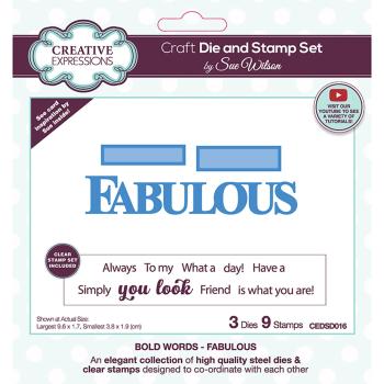 Creative Expressions - Stempelset & Stanzschablone "Bold Words Fabulous" Clear Stamps & Craft Dies