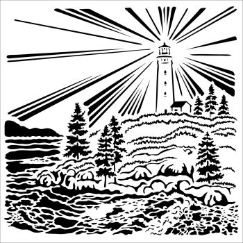 The Crafters Workshop - Schablone 30,5x30,5cm "Lighthouse" Stencil