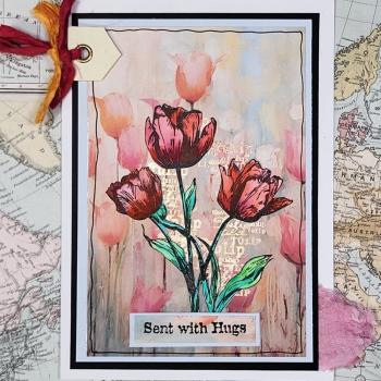 IndigoBlu - Gummistempel Set "Trio of Tulips" A6 Rubber Stamp