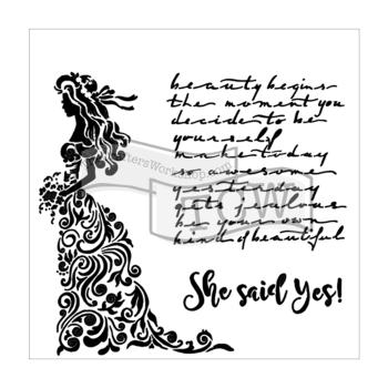 The Crafters Workshop - Schablone 30x30cm "She Said Yes" Template