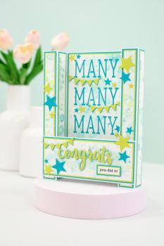 Crafters Companion - Stempelset & Stanzschablone "Many Congrats" Stamp & Dies