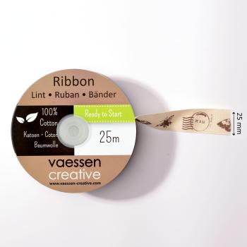 Vaessen Creative - Ribbonband "Postmark Butterfly" 25mmx25m