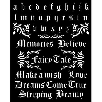 Stamperia - Schablone 20x25cm "Sleeping Beauty Alphabet and Quotes" Stencil