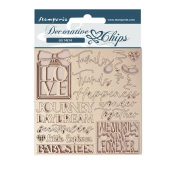 Stamperia - Holzteile 14x14 cm "Daydream Writings" Decorative Chips