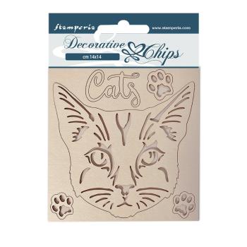 Stamperia - Holzteile 14x14 cm "Provence Cat" Decorative Chips