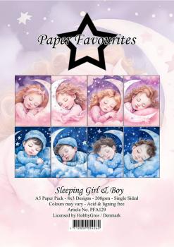 Paper Favourites - Designpapier "Sleeping Girl & Boy" Paper Pack A5 - 24 Bogen