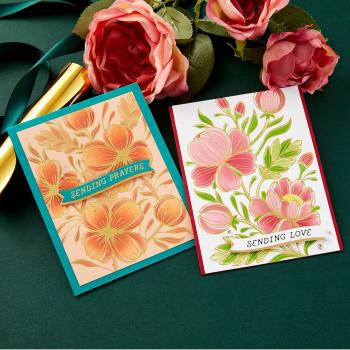 Spellbinders - Glimmer Hot Foil Plate & Stencil Bundle "Glimmering Peonies"