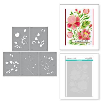 Spellbinders - Glimmer Hot Foil Plate & Stencil Bundle "Glimmering Peonies"