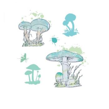 Sizzix - Stanzschablone & Stempelset "Painted Pencil Mushrooms" Framelits Craft Dies & Clear Stamps by 49 and Market