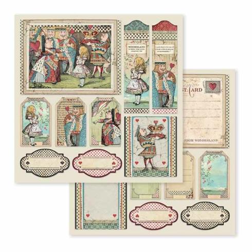 Stamperia - Designpapier "Alice" Paper Pack 12x12 Inch - 10 Bogen