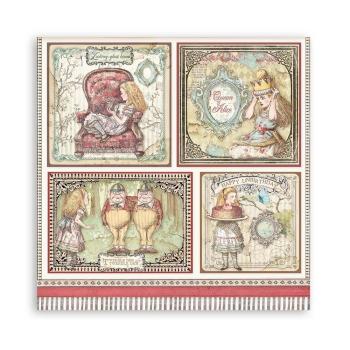 Stamperia - Designpapier "Alice 4 Cards" Paper Sheets 12x12 Inch - 10 Bogen