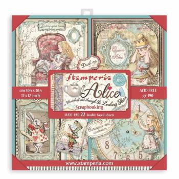 Stamperia - Designpapier "Alice in Wonderland and Through the Looking Glass" Maxi Paper Pack 12x12 Inch - 10 Bogen