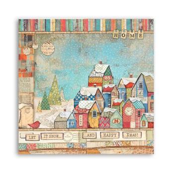 Stamperia - Designpapier "Christmas Patchwork Houses" Paper Sheets 12x12 Inch - 10 Bogen