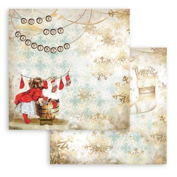 Stamperia - Designpapier "Romantic Christmas Socks" Paper Sheets 12x12 Inch - 10 Bogen