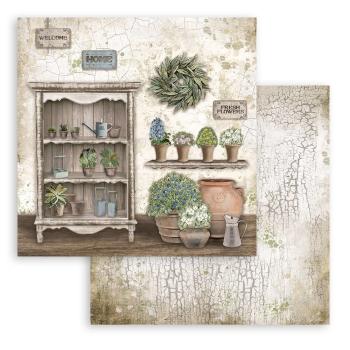 Stamperia - Designpapier "Romantic Garden House Cupboard" Paper Sheets 12x12 Inch - 10 Bogen