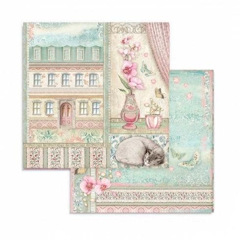 Stamperia - Designpapier "Orchids and Cats" Paper Pack 8x8 Inch - 10 Bogen