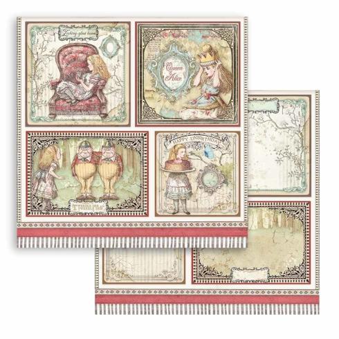 Stamperia - Designpapier "Alice Through the Looking Glass" Paper Pack 8x8 Inch - 10 Bogen