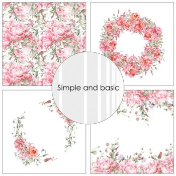 Simple and Basic - Designpapier "Opulent Pink Flowers" Paper Pack 12x12 Inch - 8 Bogen 