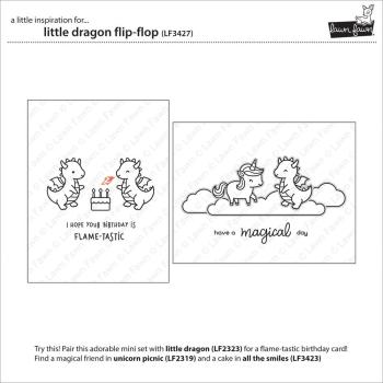 Lawn Fawn - Stempelset "Little Dragon Flip Flop" Clear Stamps