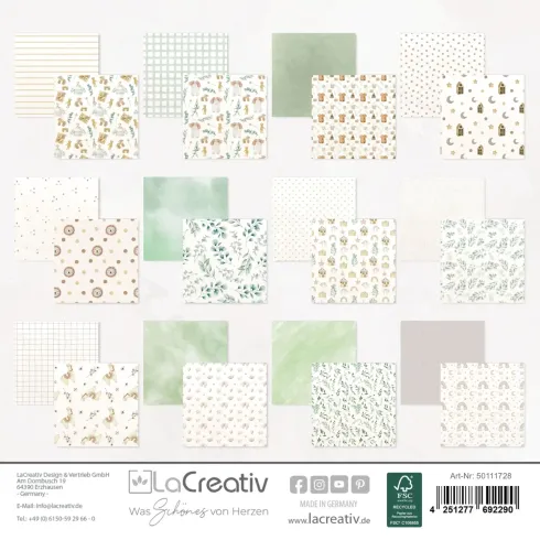 LaCreativ - Designpapier "Eukalyptus-Babyzauber" Paper Pack 6x6" - 24 Bogen