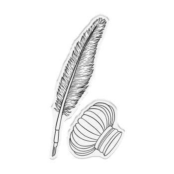 Crafters Companion - Stempelset & Stanzschablone "Feather Pen & Ink Well" Stamp & Dies