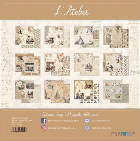 Papers For You - Designpapier "L'Atelier" Scrap Paper Pack 6x6 Inch - 24 Bogen  