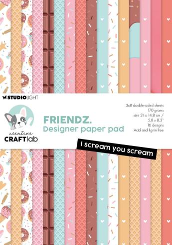 Creative Craft Lab - Studio Light - Friendz Designpapier "I Scream You Scream " Paper Pack 21x14,8 cm - 36 Bogen
