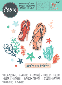 Sizzix - Stanzschablone & Stempelset "You're my Lobster" Framelits Craft Dies & Clear Stamps
