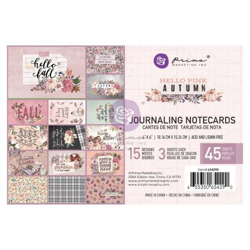 Prima Marketing - Designpapier "Hello Pink Autumn" Paper Pack - Journaling Cards 4x6 Inch - 45 Bogen
