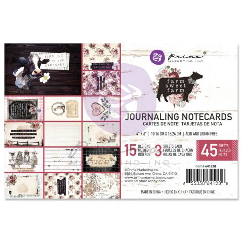Prima Marketing - Designpapier "Farm Sweet Farm" Paper Pack - Journaling Cards 4x6 Inch - 45 Bogen