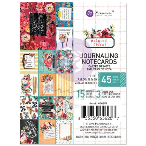 Prima Marketing - Designpapier "Painted Floral" Paper Pack - Journaling Cards 3x4 Inch - 45 Bogen