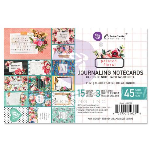 Prima Marketing - Designpapier "Painted Floral" Paper Pack - Journaling Cards 4x6 Inch - 45 Bogen