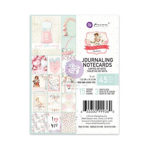 Prima Marketing - Designpapier "Love Notes" Paper Pack - Journaling Cards 3x4 Inch - 45 Bogen