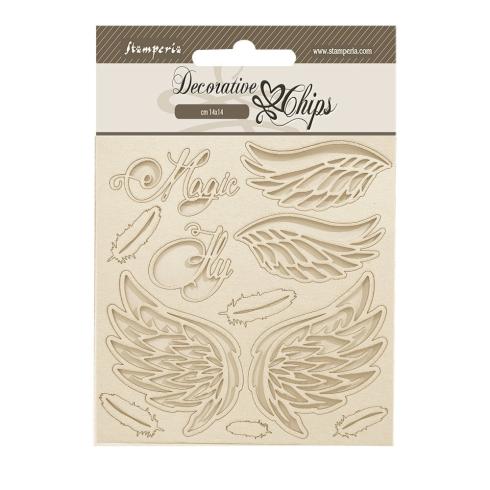 Stamperia - Holzteile 14x14 cm "Wings" Decorative Chips