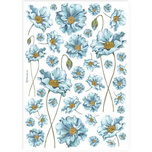 Stamperia - Decopatch Papier "Blue Flowers" Decoupage A4 - 6 Bogen  