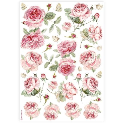 Stamperia - Decopatch Papier "English Roses Pattern" Decoupage A4 - 6 Bogen  