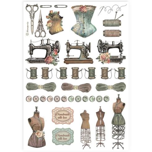 Stamperia - Decopatch Papier "Sewing Accessories" Decoupage A4 - 6 Bogen  