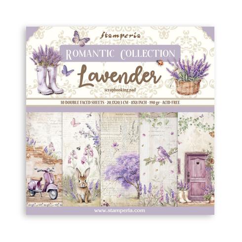 Stamperia - Designpapier "Lavender" Paper Pack 8x8 Inch - 10 Bogen