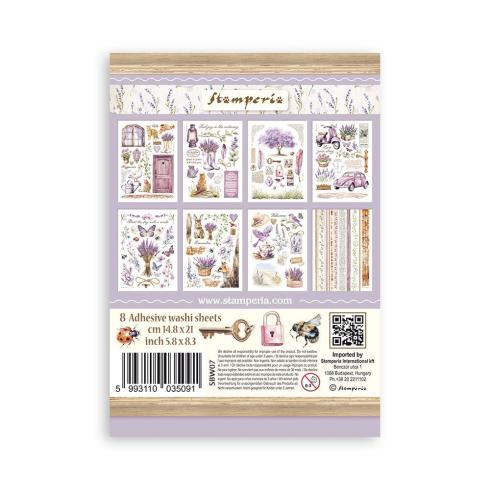 Stamperia - Washi Papier "Lavender" Washi Pad 14,8x21cm - 8 Bogen